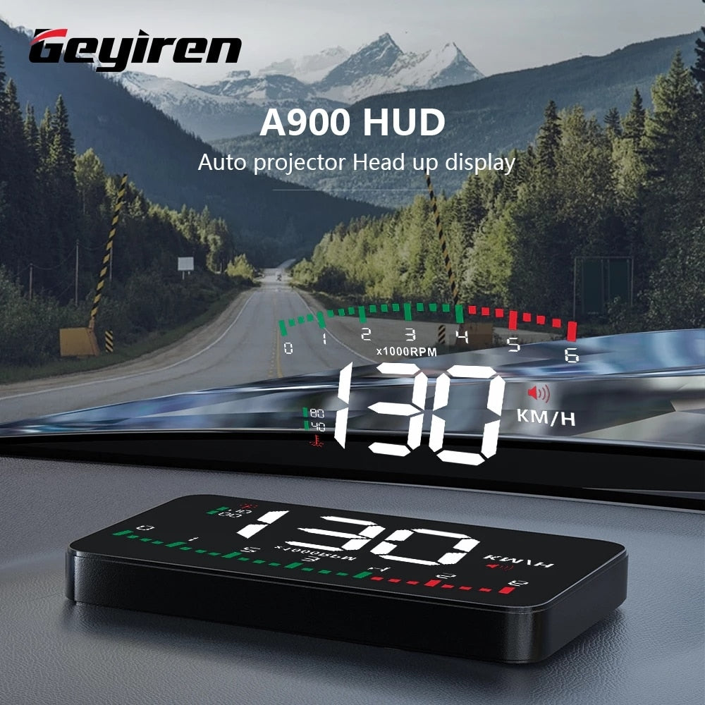GEYIREN A900 Auto Hud Display Car Projector Alarm EOBD OBD2 Head Up Di –  Quadrible